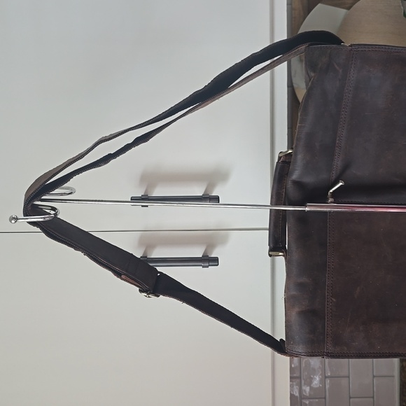 Ruck Sack / Bag Brown Distressed Unisex Leather Career Acadamia College Sz.Lg - Picture 4 of 11